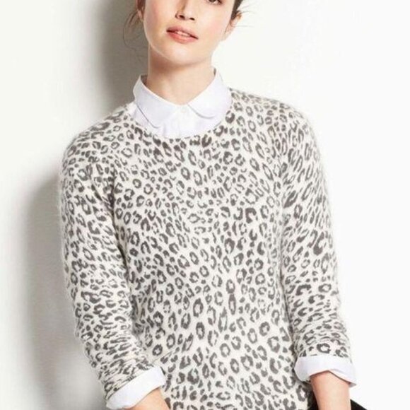 ANN Taylor Snow Leopard Rabbit Hair Sweater - Picture 1 of 9